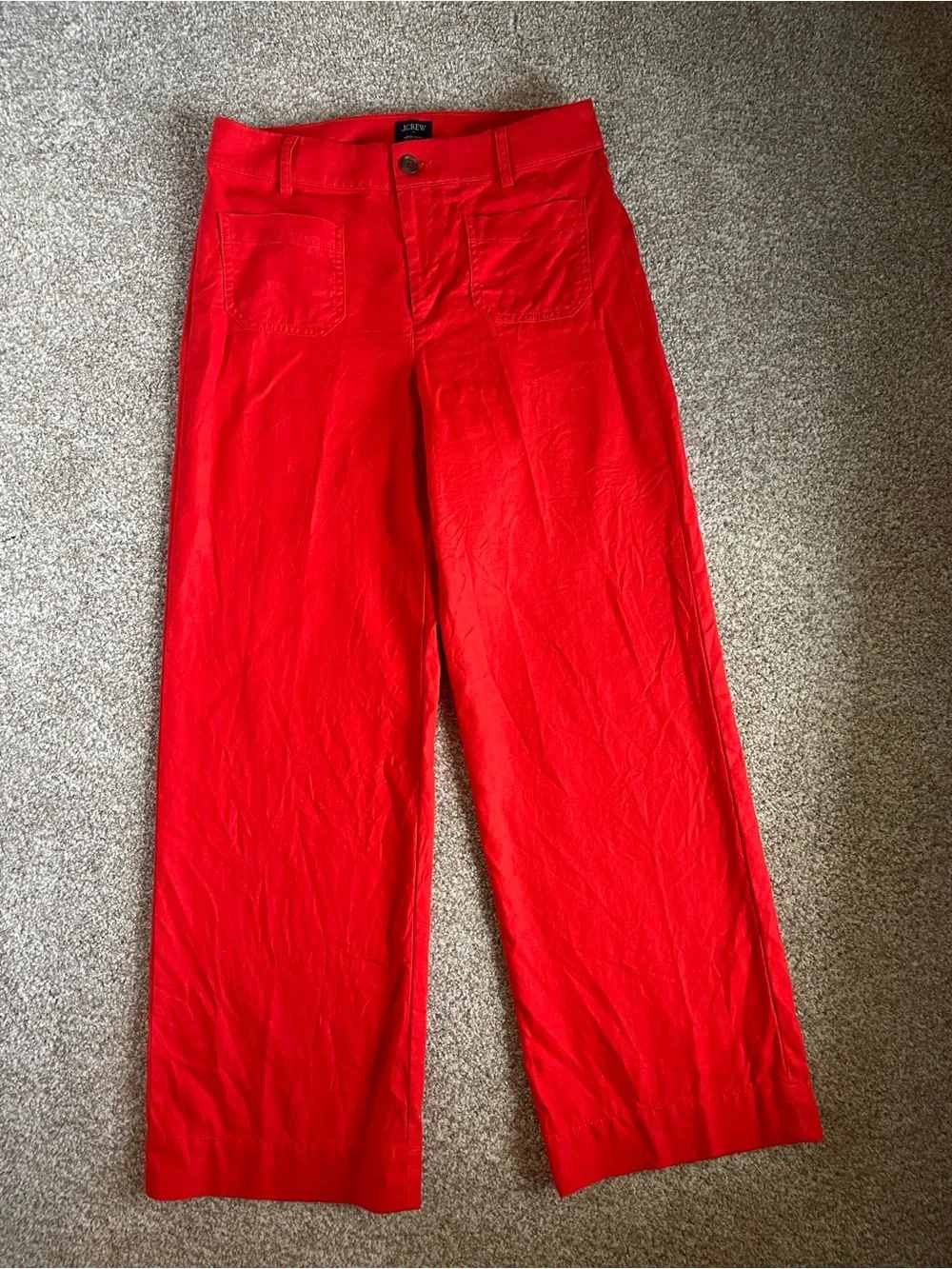 Linen-blend Lizzie Wide Leg Pant - Vibrant Flame, Sz 27